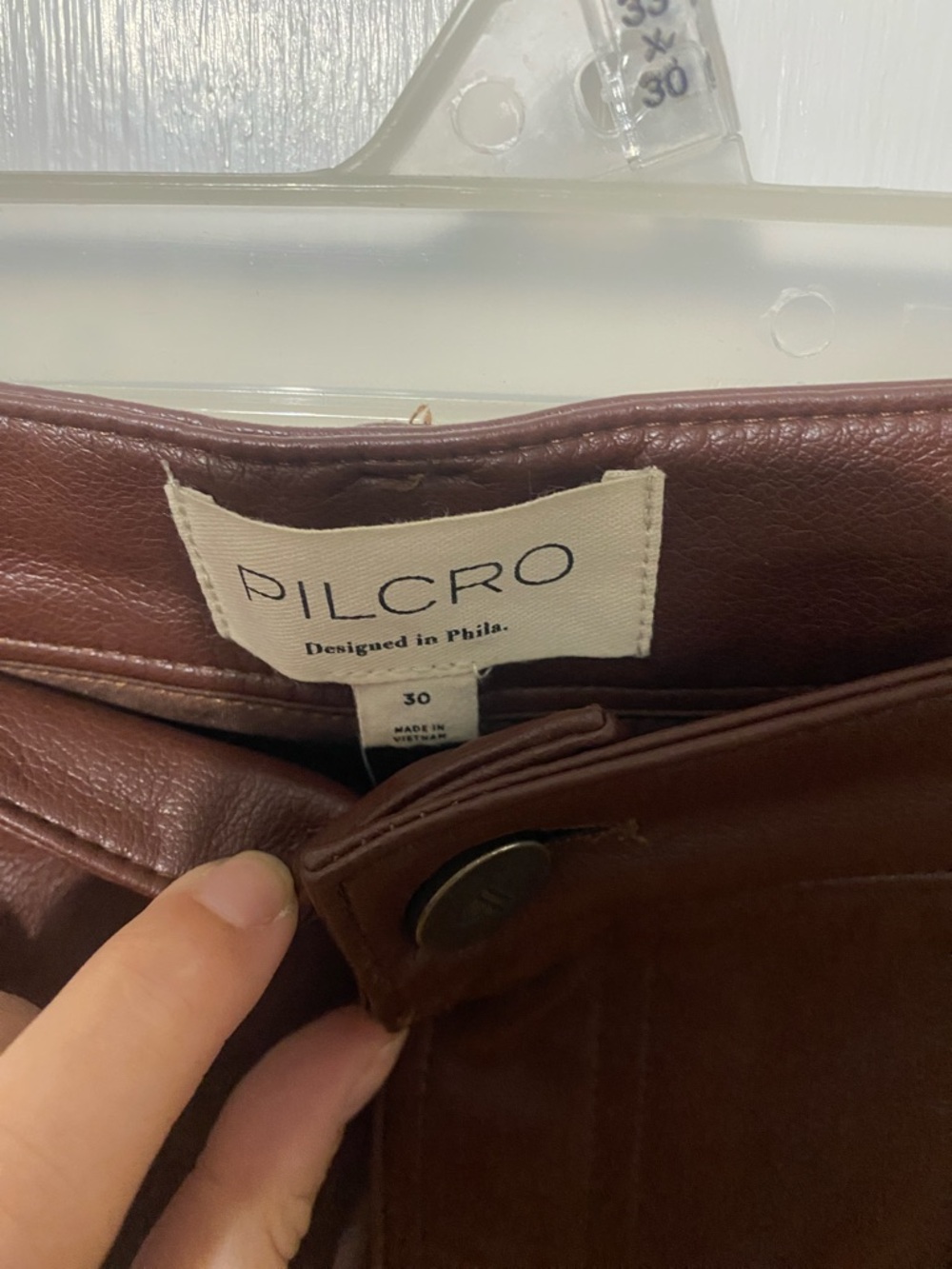 The Ryan Relaxed High rise Pilcro Brown Faux Leather Flare Pants - Picture 5 of 10